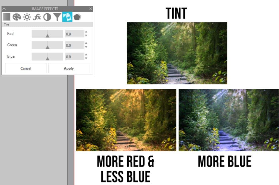 image effects tint on photos in Silhouette